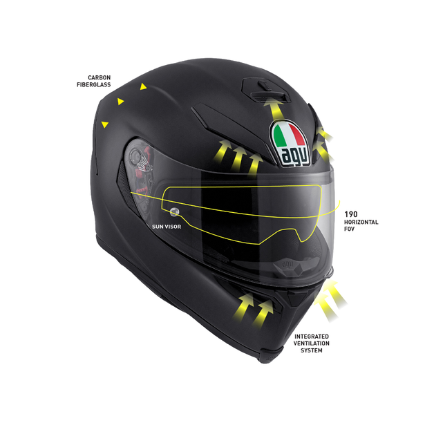 AGV  K5 S E2205 MONO - MATT BLACK