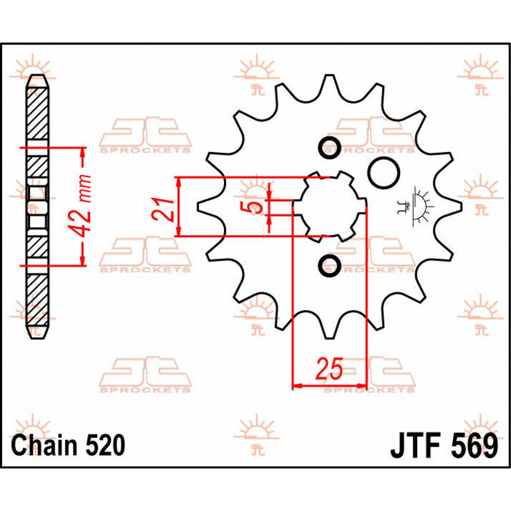 JT SPROCKETS JTF569.13 FRONT REPLACEMENT SPROCKET 13 TEETH 520 PITCH NATURAL STEEL - Alhawee Motors
